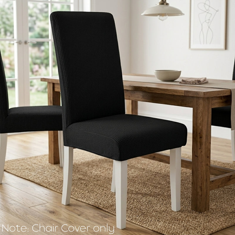 Anyseat Black Waterproof Chair Cover – Corn Kernel Pattern Stretch Slipcover for Dining Room