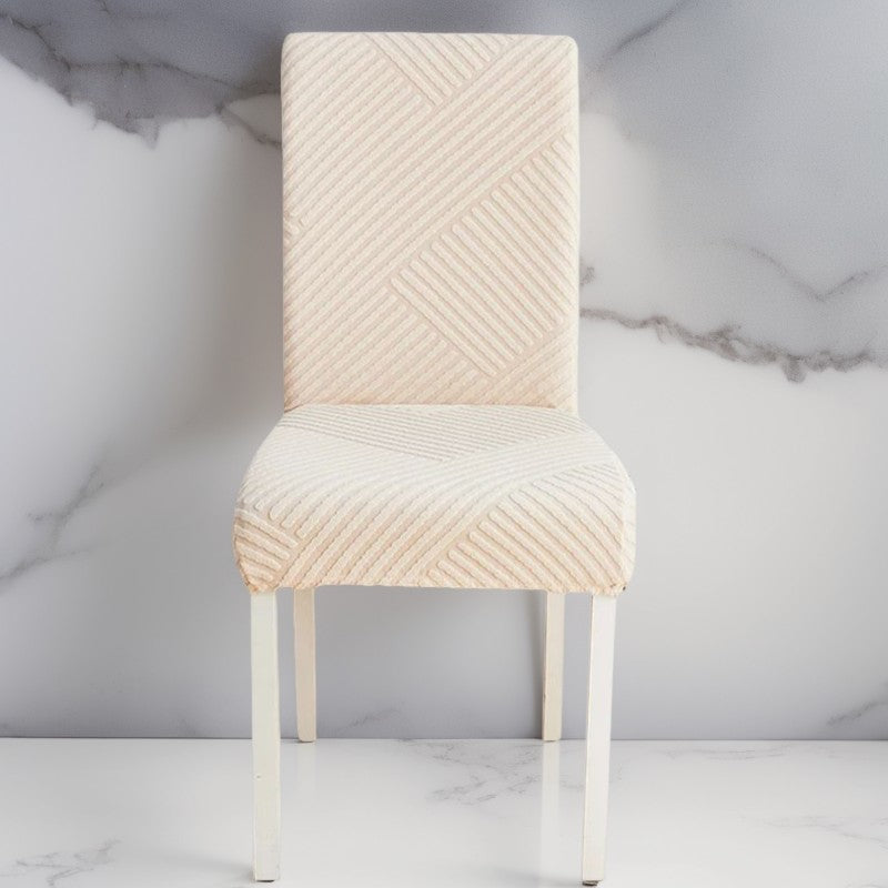 Anyseat Chair Cover Beige Knitted Lines Design with Anti-Dirt and Elastic Material for Dining Room Kitchen Wedding Hotel Banquet Restaurant
