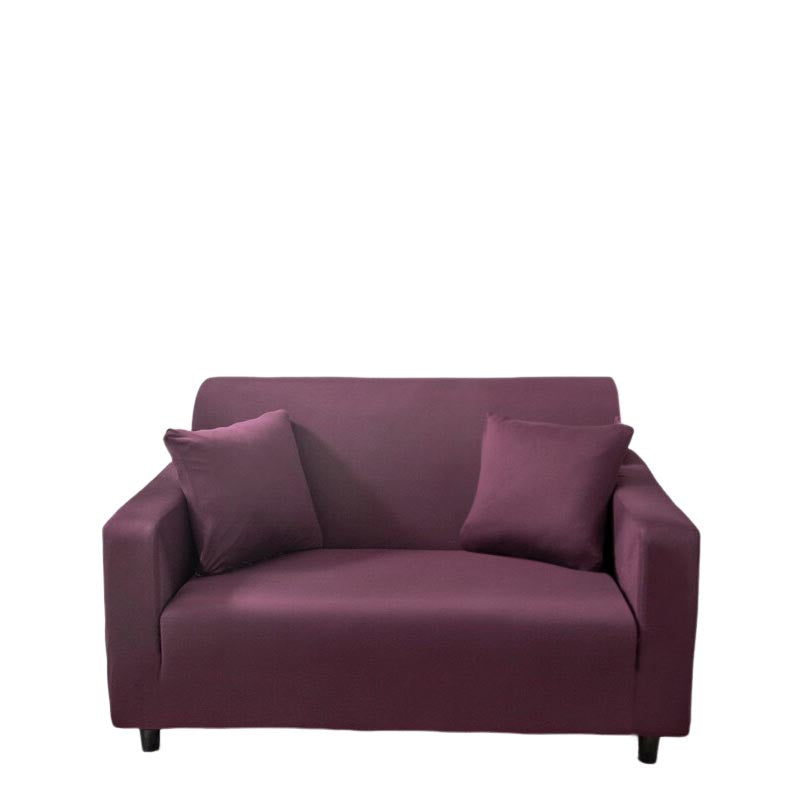 Anyhouz 2 Seater Sofa Cover Plain Bean Paste Red Style and Protection For Living Room Sofa Chair Elastic Stretchable Slipcover