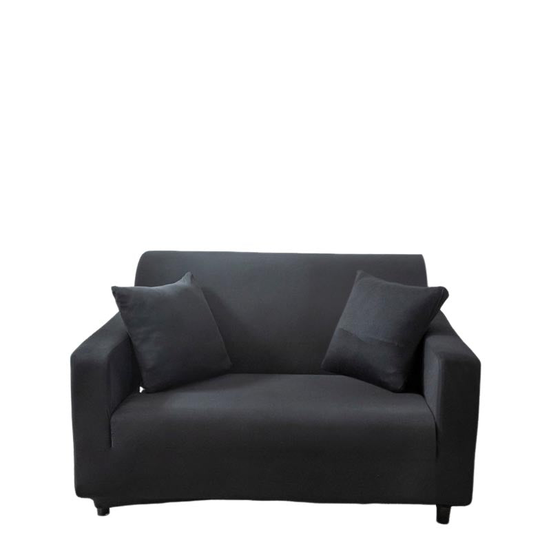 Anyseat 2 Seater Sofa Cover Plain Black Style and Protection For Living Room Sofa Chair Elastic Stretchable Slipcover