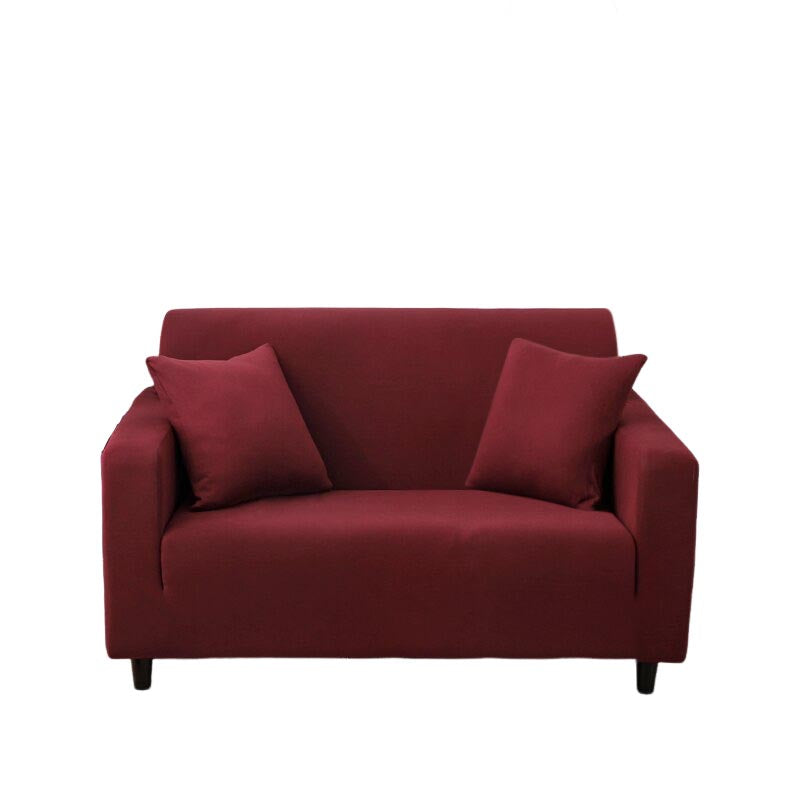 Anyseat 2 Seater Sofa Cover Plain Wine Red Style and Protection For Living Room Sofa Chair Elastic Stretchable Slipcover