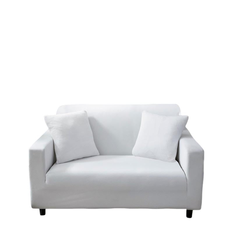 Anyseat 2 Seater Sofa Cover Plain White Style and Protection For Living Room Sofa Chair Elastic Stretchable Slipcover