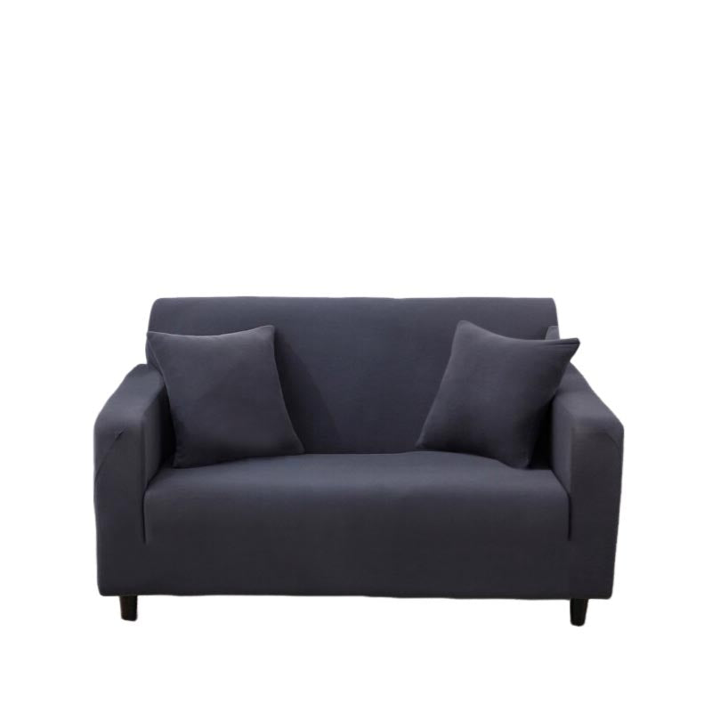 Anyhouz 2 Seater Sofa Cover Plain Dark Grey Style and Protection For Living Room Sofa Chair Elastic Stretchable Slipcover