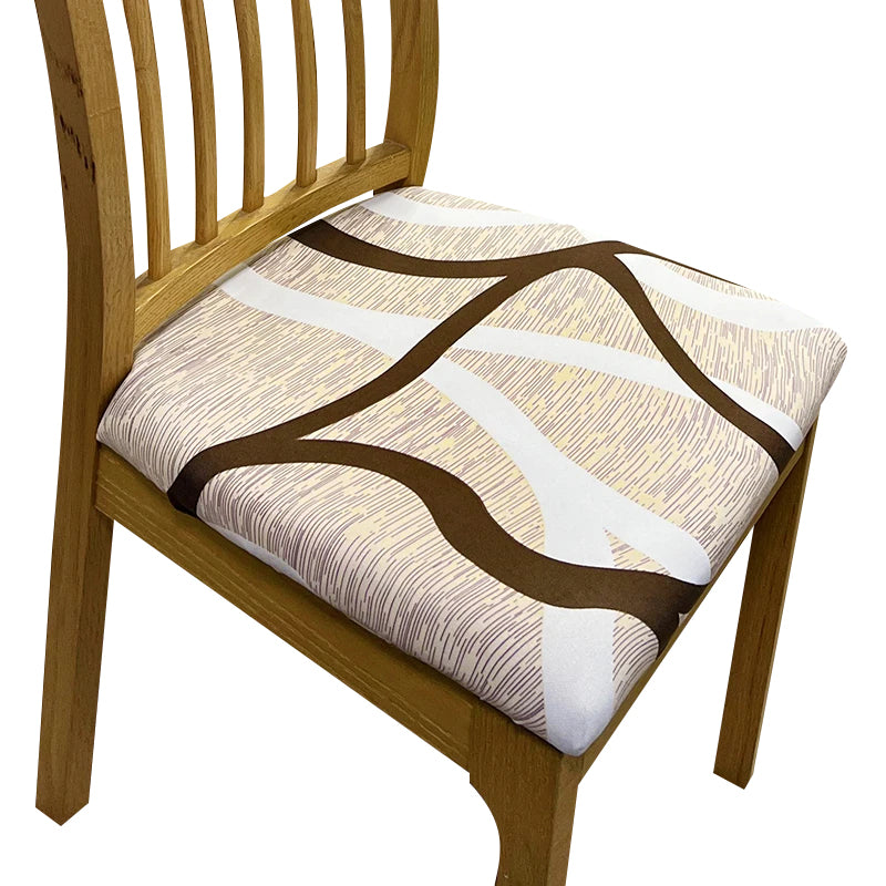 Anyseat Chair Cover Brown White and Beige Lines Print Stretch Seat Cover for Home Dinning Kitchen Washable Removable