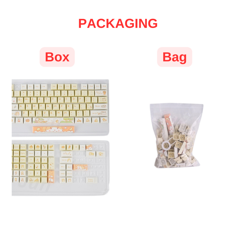 ANYMOB Keycap Keyboard Yellow 131 Keys Korean Dye Sublimation Touch Clicks Bag Pack