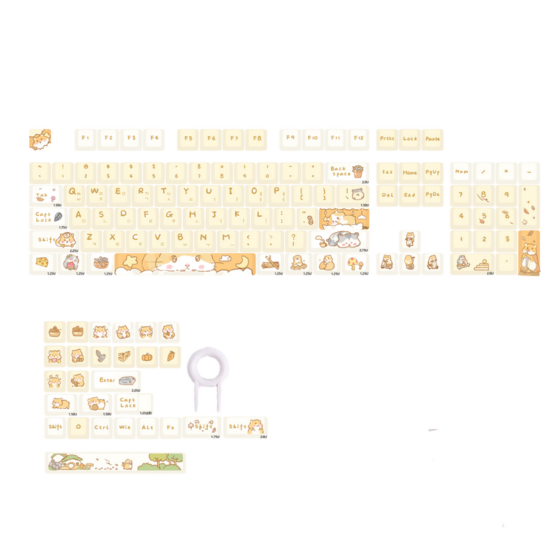 ANYMOB Keycap Keyboard Yellow 131 Keys Korean Dye Sublimation Touch Clicks Box