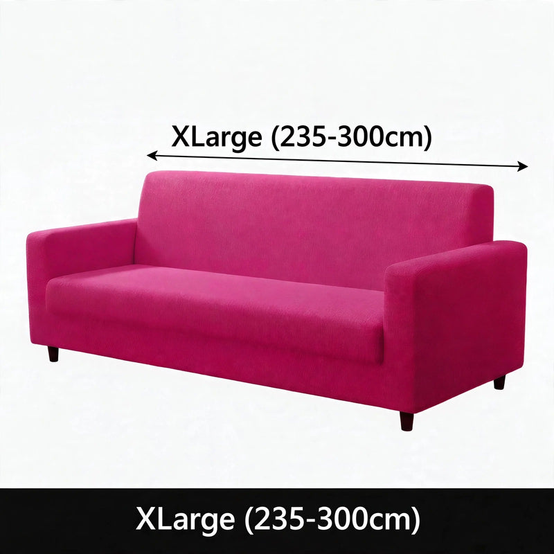 Anyhouz 4 Seater Sofa Cover Plain Magenta Style and Protection For Living Room Sofa Chair Elastic Stretchable Slipcover