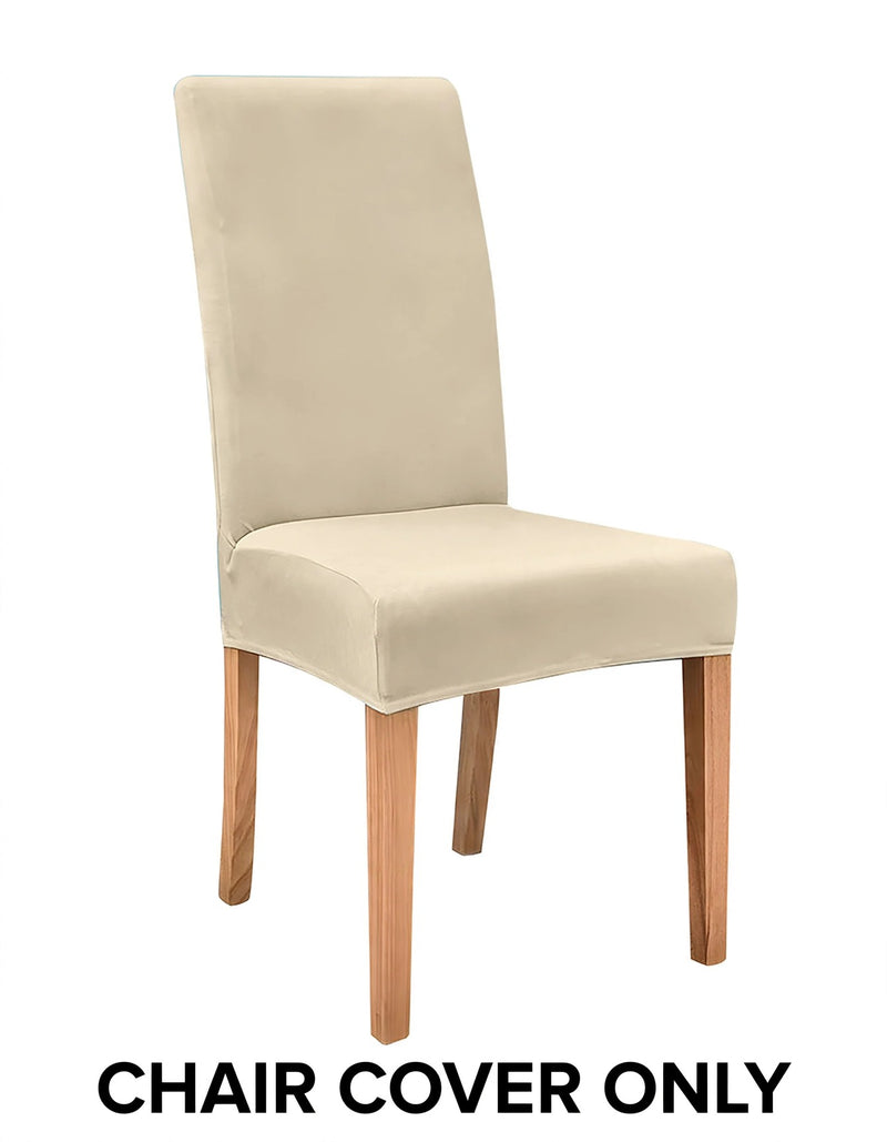 Anyseat Light Beige Velvet Dining Chair Cover – Plush Stretchable Slipcover for Kitchen & Dining Room Chairs