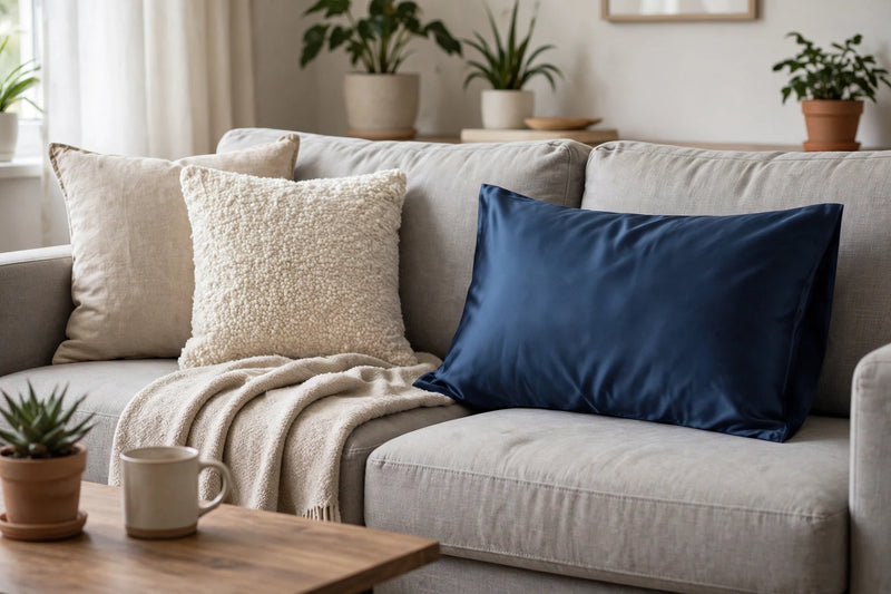 ANYHOUZ Pillowcase 51x66cm Dark Blue Natural Mulberry Silk For Comfortable And Relaxing Home Bed