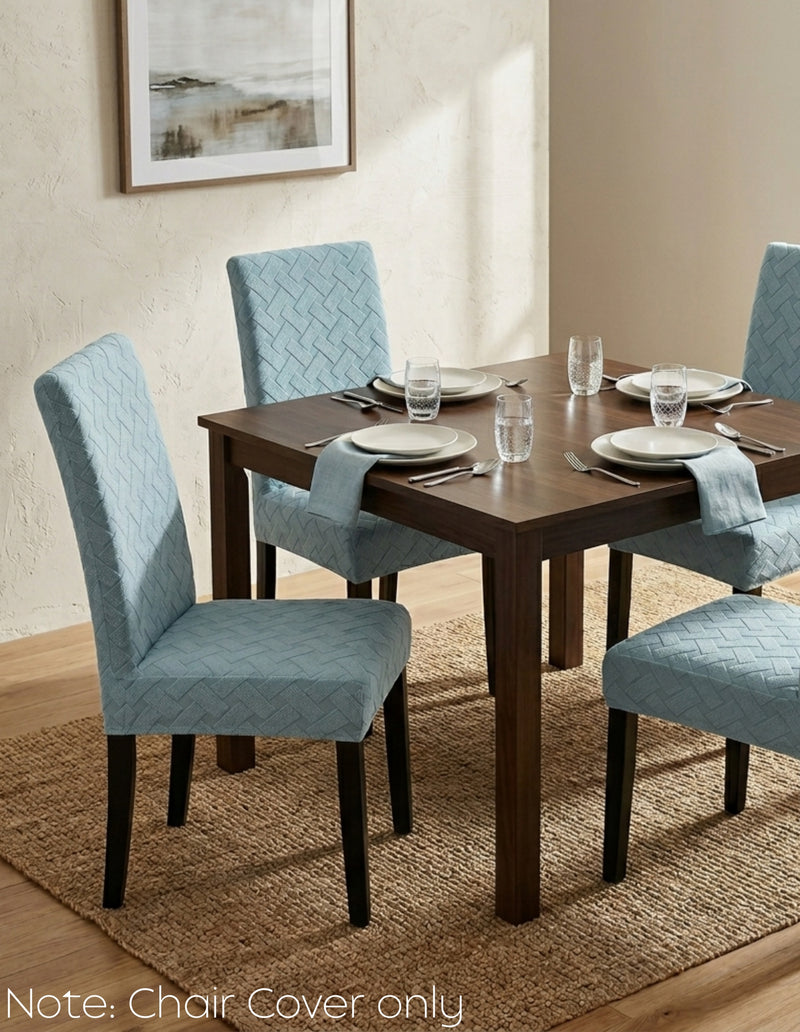 Anyseat Light Blue Knitted Chair Cover – Elastic Anti‑Dirt Design for Dining, Kitchen, Wedding, Hotel & Banquet Use