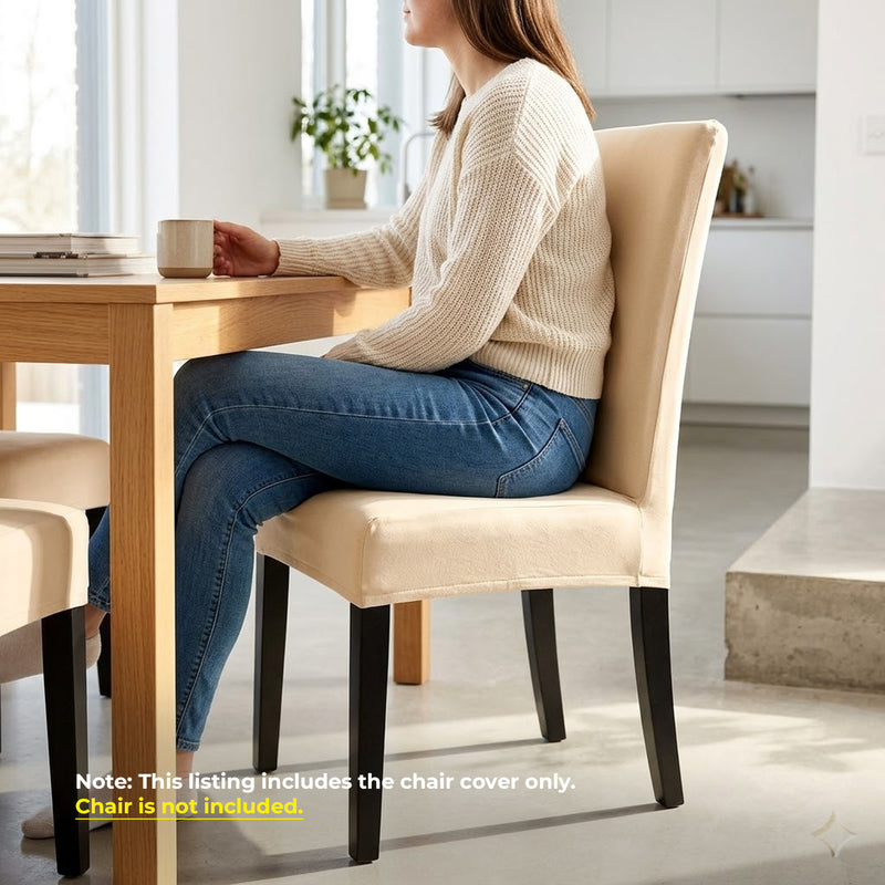 Anyseat Beige Chair Cover – Waterproof Elastic Slipcover with Anti‑Dirt Protection for Dining Room, Kitchen, Wedding, Hotel, Banquet & Restaurant