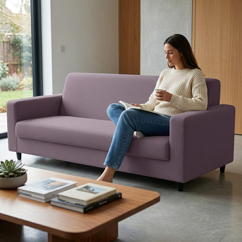 Anyseat 3-Seater Sofa Cover – Plain Purple Style Slipcover for Living Room Chair Protection