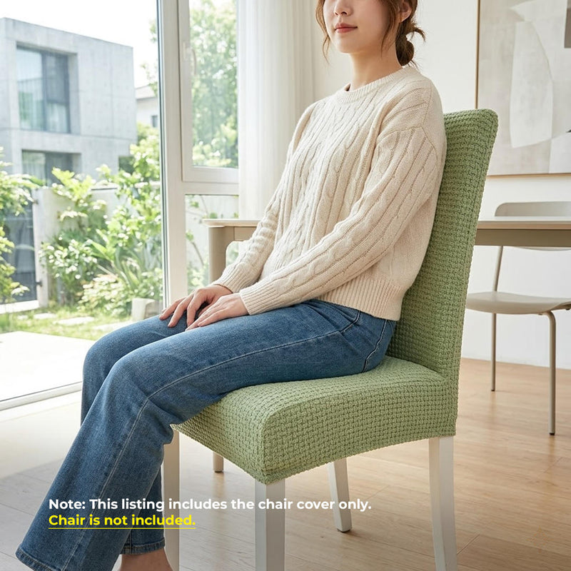 Anyseat Light Green Micro Knitted Design Chair Cover – Elastic Anti‑Dirt Design for Dining, Kitchen, Wedding, Hotel & Banquet Use