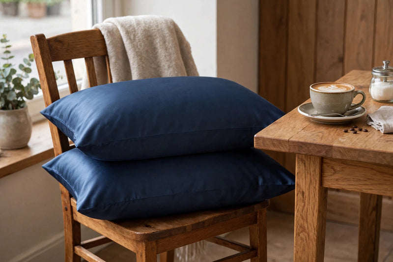 ANYHOUZ Pillowcase 50x90cm Dark Blue Natural Mulberry Silk For Comfortable And Relaxing Home Bed