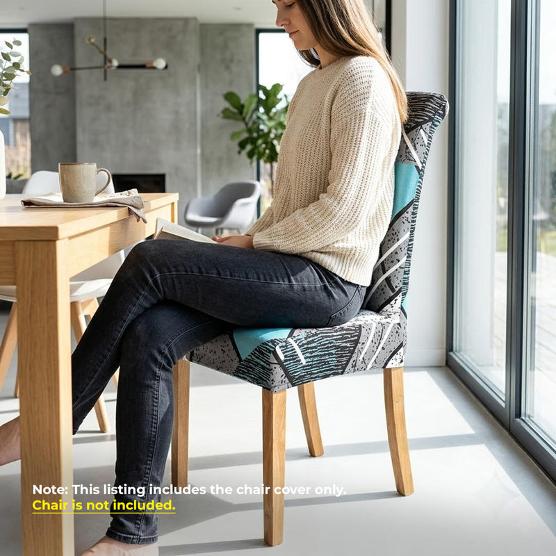 Anyseat Sky Blue Linear Pattern and Shape Design Chair Cover – Elastic Slipcover with Anti‑Dirt Protection for Dining Room, Kitchen, Wedding, Hotel, Banquet & Restaurant