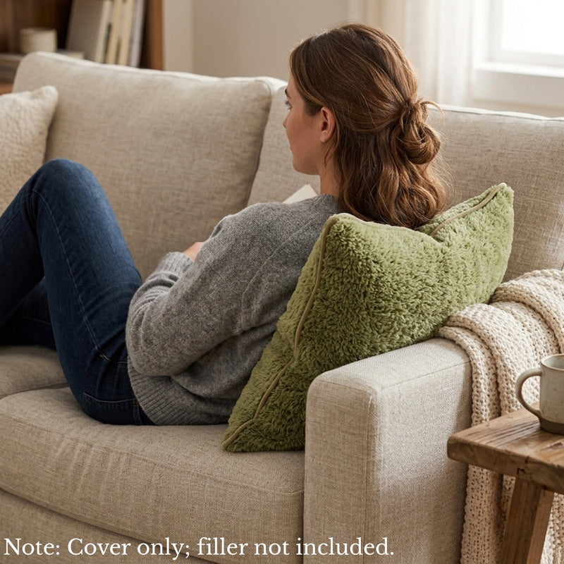 Anypillow Plain Shaggy Plush Decorative Cushion Cover – Soft Throw Pillowcase for Sofa & Bed