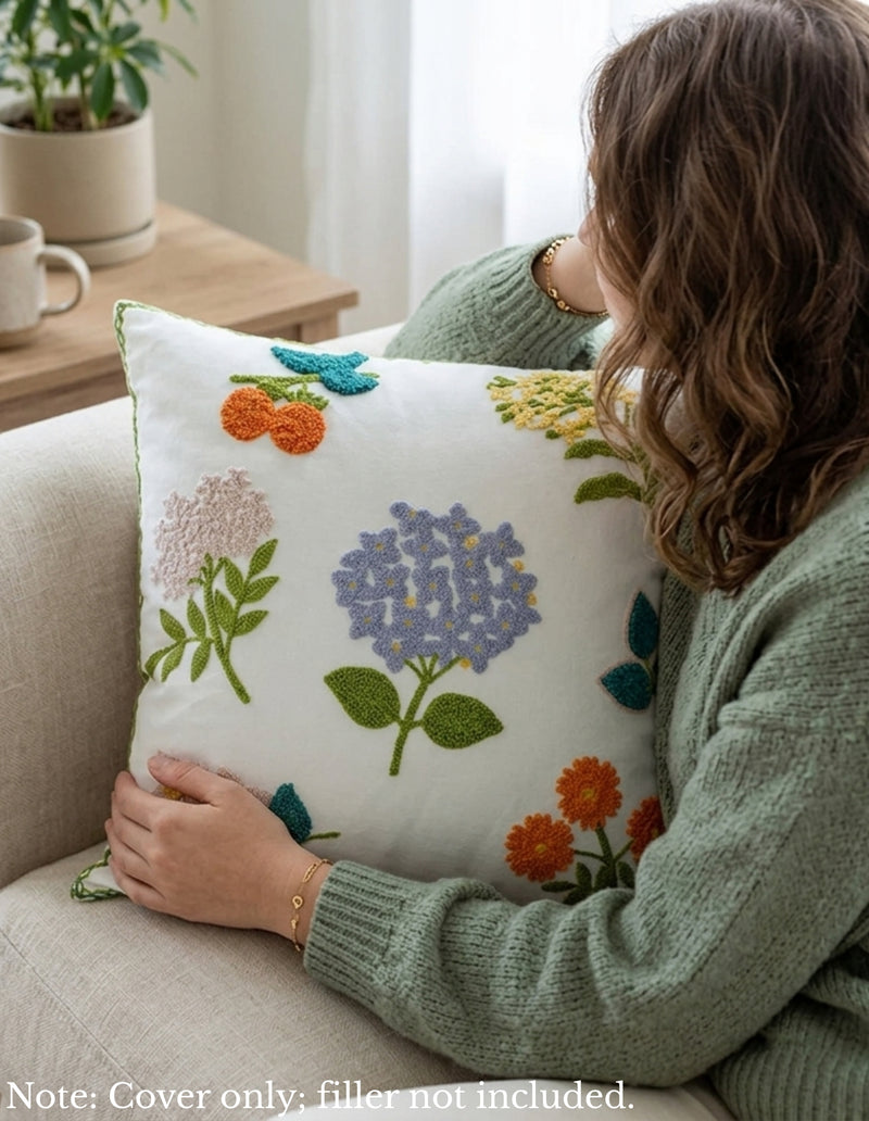 Anypillow Colorful Flower Embroidered Pillowcase Decorative Cushion Cover