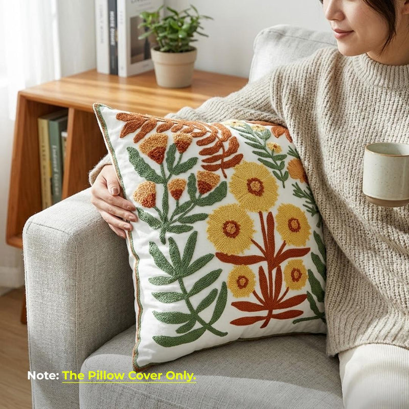 Anypillow Wildflowers Embroidered Pillowcase Decorative Cushion Cover