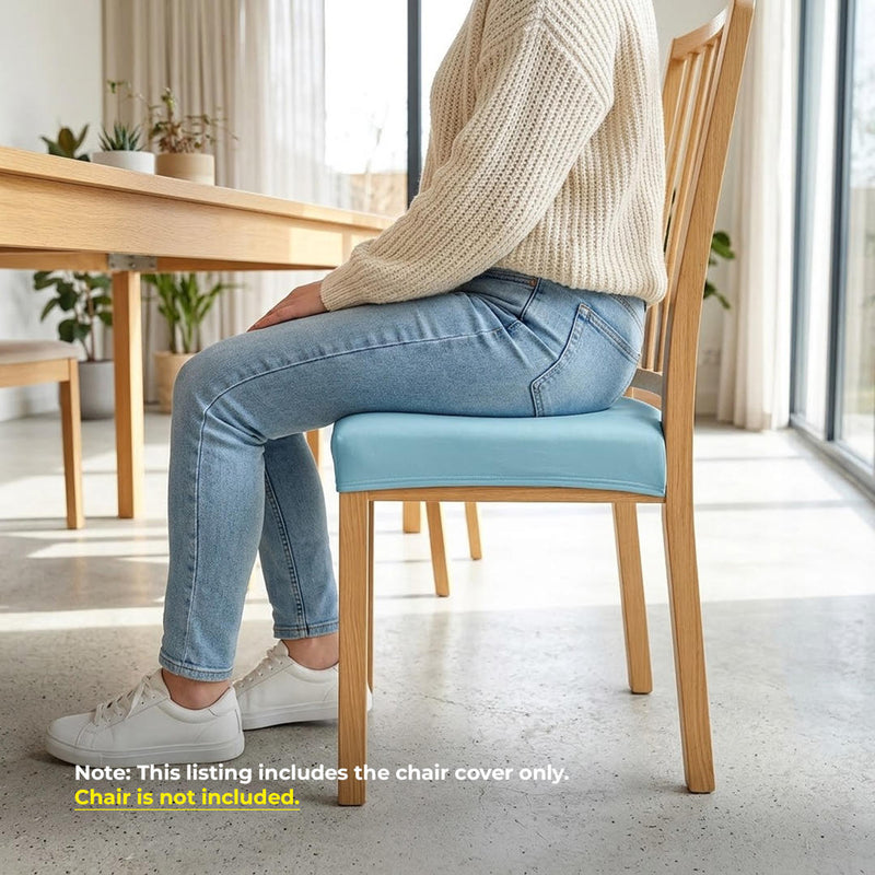 Anyseat Plain Lake Blue Stretch Chair Cover – Washable, Removable Dining & Kitchen Seat Protector