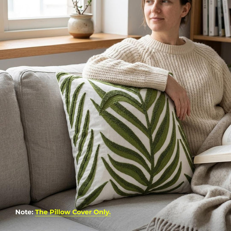 Anypillow Green Palm Leaves Embroidered Pillowcase Decorative Cushion Cover (Copy)