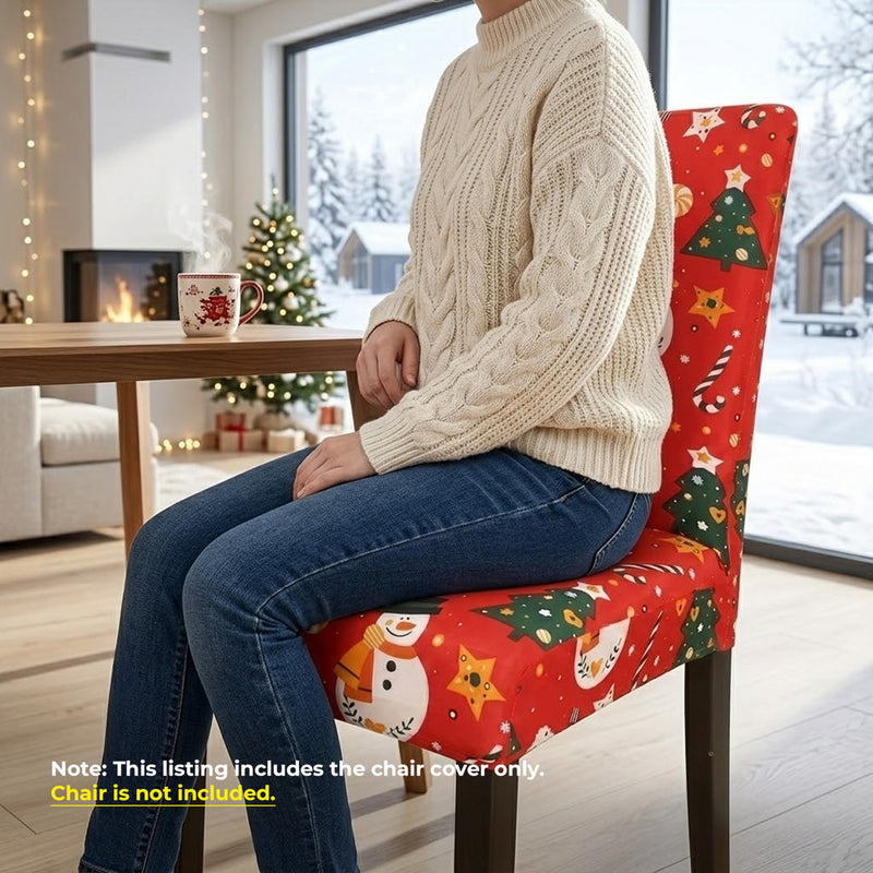 Anyseat Bright Orange Holiday Design Chair Cover – Elastic Slipcover with Anti‑Dirt Protection for Dining Room, Kitchen, Wedding, Hotel, Banquet & Restaurant