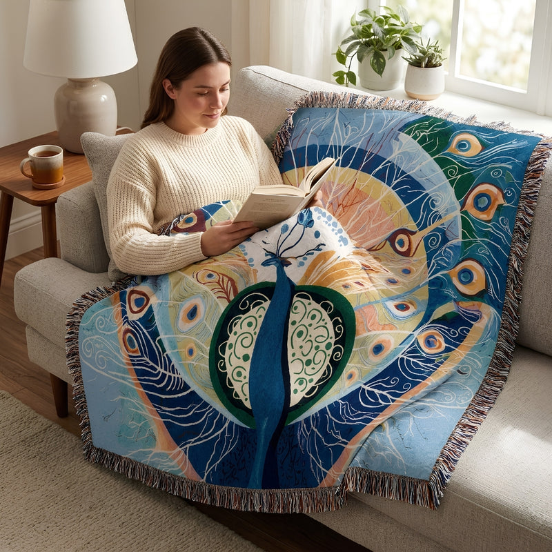Anycozy Peacock Soft Quilt Throw Blanket – Soft Camping Mat & Cozy Home Décor
