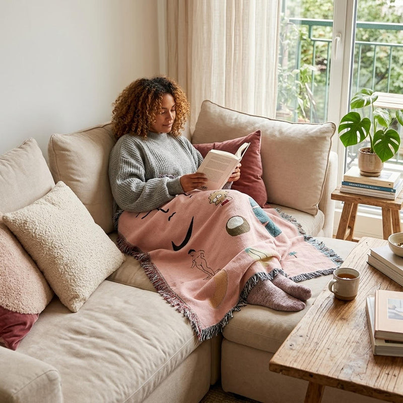 Anycozy Pink Hawaiian Tapestry Throw Blanket – Decorative Sofa Cover & Outdoor Leisure Mat