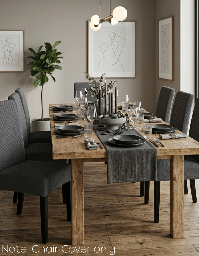 Anyseat Dark Grey Knitted Chair Cover – Elastic Anti‑Dirt Design for Dining, Kitchen, Wedding, Hotel & Banquet Use