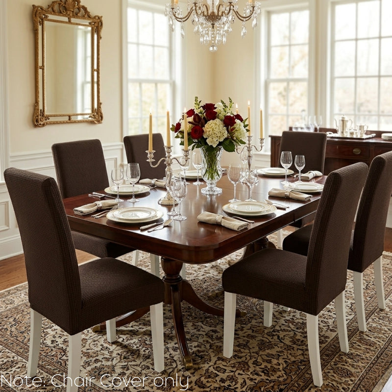 Anyseat Coffee Waterproof Chair Cover – Corn Kernel Pattern Stretch Slipcover for Dining Room