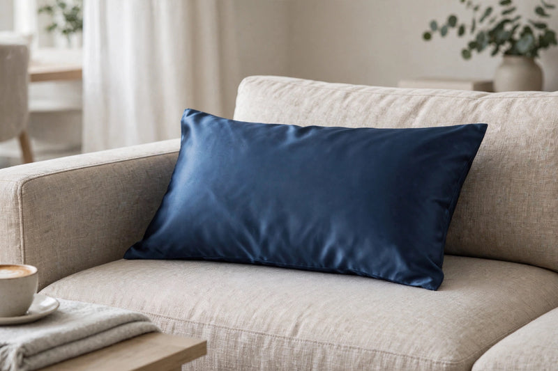 ANYHOUZ Pillowcase 50x75cm Dark Blue Natural Mulberry Silk For Comfortable And Relaxing Home Bed