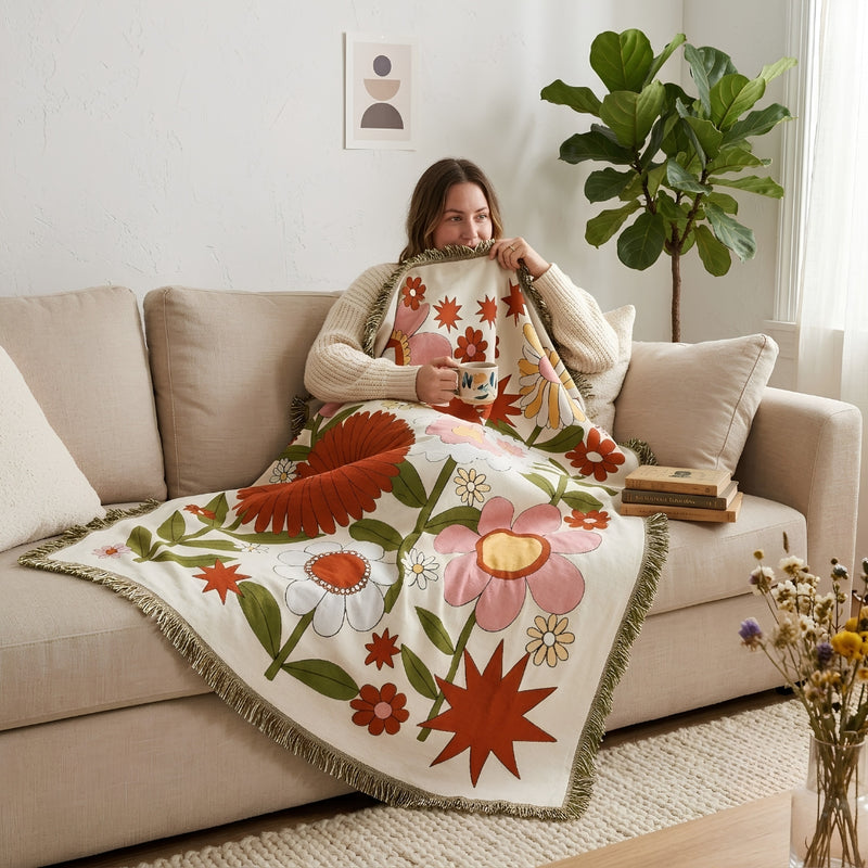 Anycozy Sunflower Design Throw Blanket – Soft Camping Mat & Cozy Home Décor