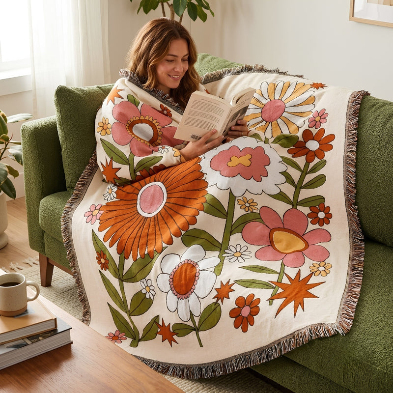 Anycozy Sunflower Design Throw Blanket – Soft Camping Mat & Cozy Home Décor