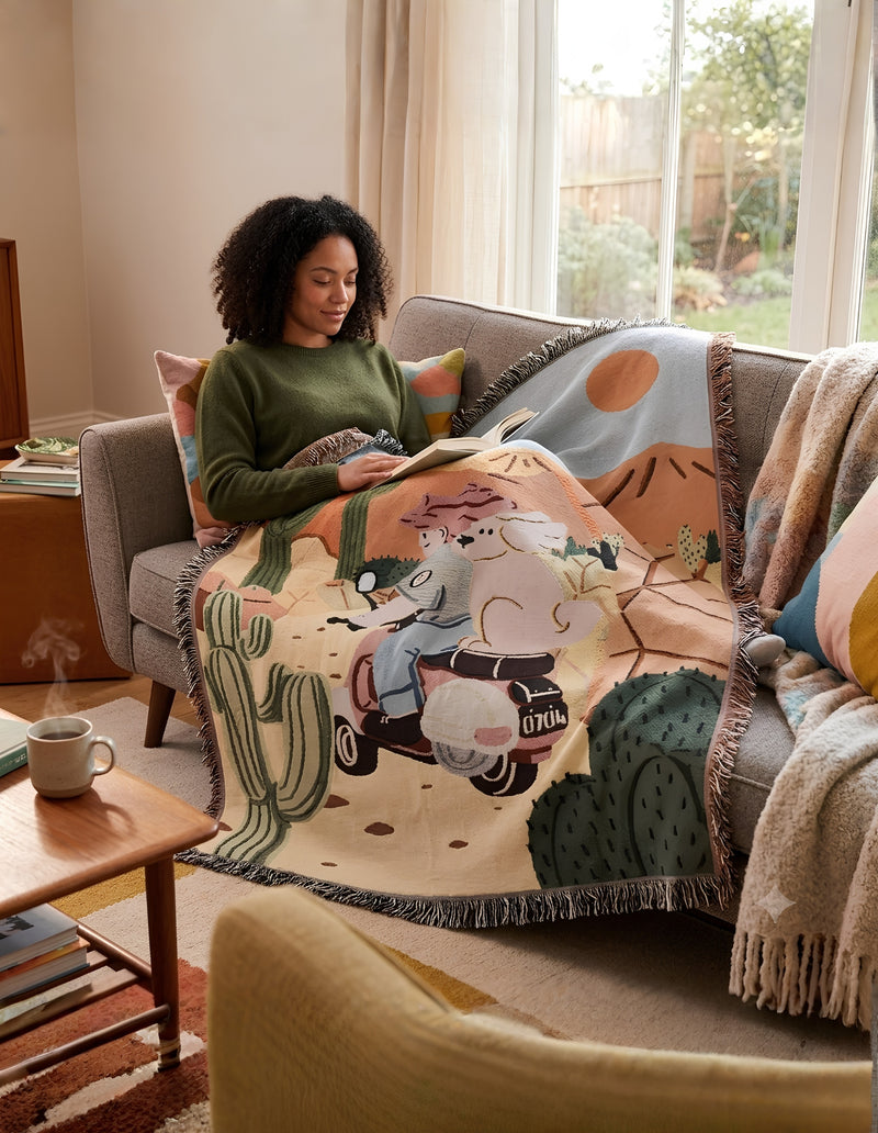 Anycozy Motorcycle Print Throw Blanket – Soft Camping Mat, Travel Picnic Rug