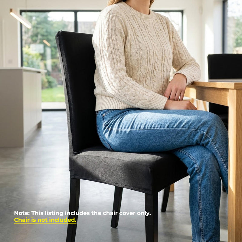 Anyseat Black Elastic Chair Cover – Plain Dining Slipcover & Home Décor