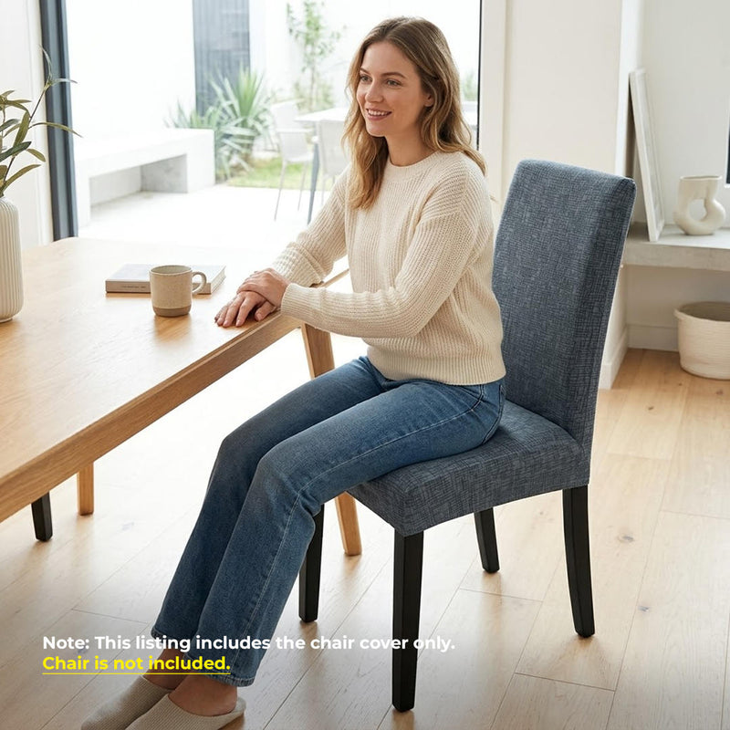 Anyseat Dark Grey Linear Pattern Design Chair Cover – Elastic Slipcover with Anti‑Dirt Protection for Dining Room, Kitchen, Wedding, Hotel, Banquet & Restaurant