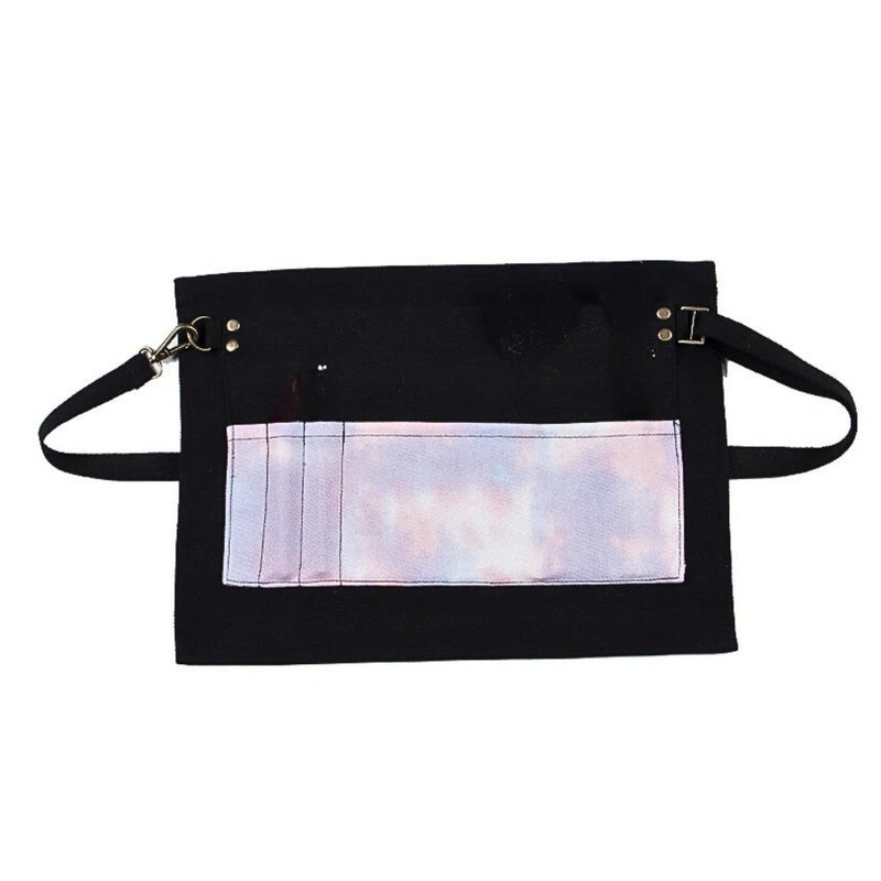 Anypron Tie‑Dye Black with Purple Kitchen Apron – Chef & Waiter Workwear with Pockets