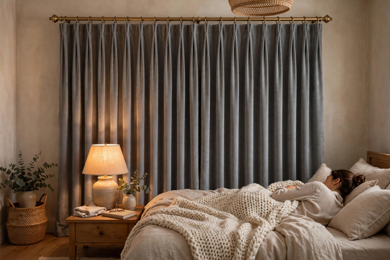 Anydrape Gray Velvet Blackout Curtains – High‑Quality Modern Wool Luxury Drapes for Living Room, Bedroom & Dining Windows