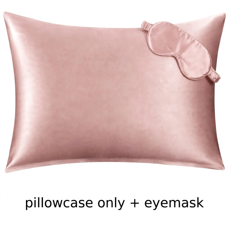 ANYHOUZ Pillowcase 50x75cm Pink Set with Eye Mask Natural Mulberry Silk for Comfortable and Relaxing Home Bed