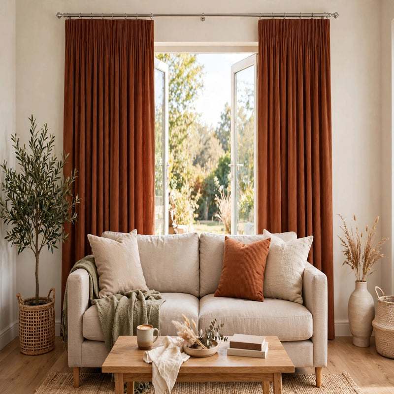 Anydrape Orange Velvet Blackout Curtains – High‑Quality Modern Luxury Drapes for Living Room, Bedroom & Dining Windows