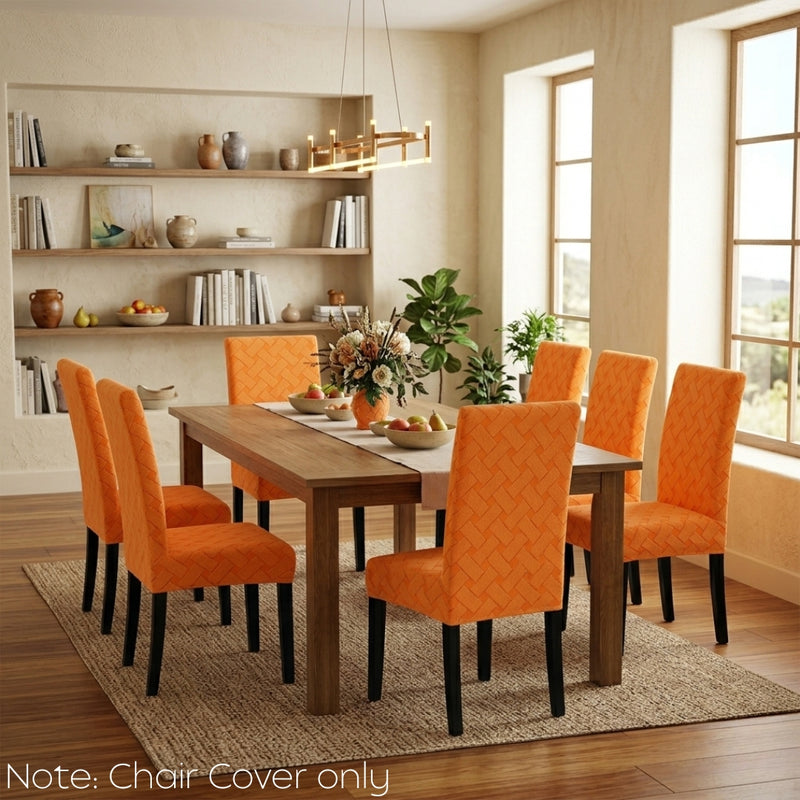 Anyseat Orange Knitted Chair Cover – Elastic Anti‑Dirt Design for Dining, Kitchen, Wedding, Hotel & Banquet Use