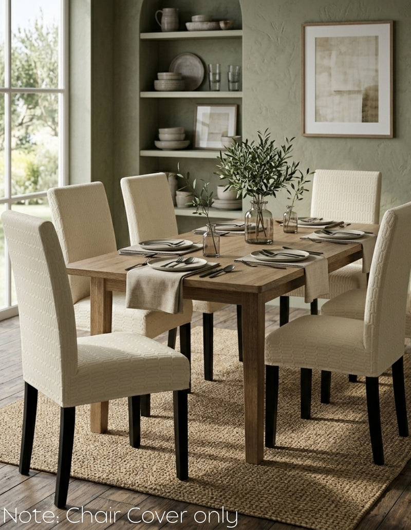 Anyseat Beige Wavey Lines Design Chair Cover – Elastic Anti‑Dirt Design for Dining, Kitchen, Wedding, Hotel & Banquet Use