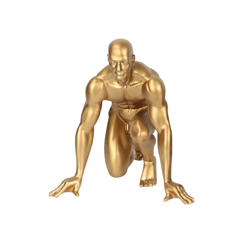 ANYHOUZ Luxury Gold Metal – Running Man Athlete Figurine Sculpture for Living Room, House Display & Elegant Crafts Ornaments