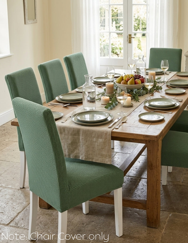 Anyseat Green Waterproof Chair Cover – Corn Kernel Pattern Stretch Slipcover for Dining Room