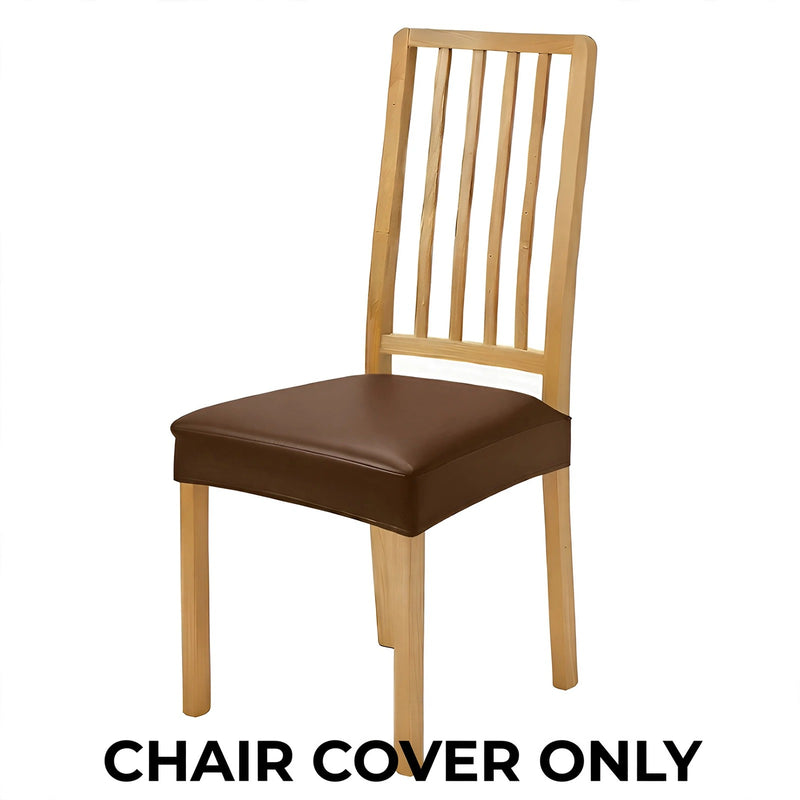 Anyseat Coffee PU Leather Chair Cover – Slipcover for Dining, Kitchen, Hotel, Banquet & Living Room Chairs