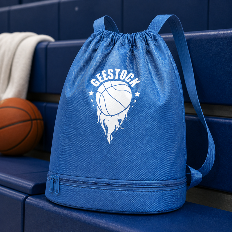Blue Basketball Drawstring Backpack – Sports Gym Bag for Players and Fans