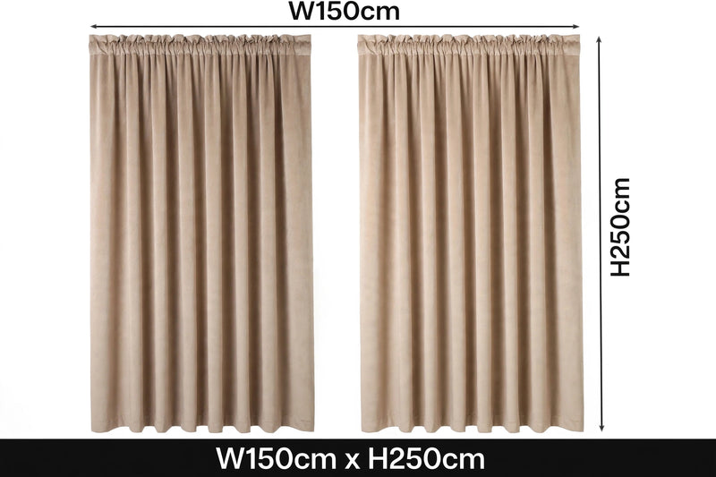 Anydrape Beige Velvet Blackout Curtains – High‑Quality Modern Luxury Drapes for Living Room, Bedroom & Dining Windows