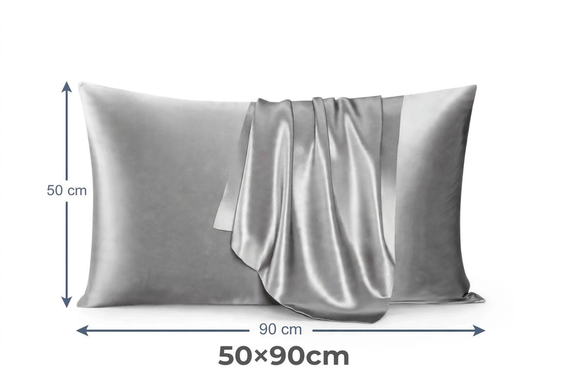 ANYHOUZ Pillowcase 50x90cm Light Gray Set with Eye Mask Natural Mulberry Silk for Comfortable and Relaxing Home Bed