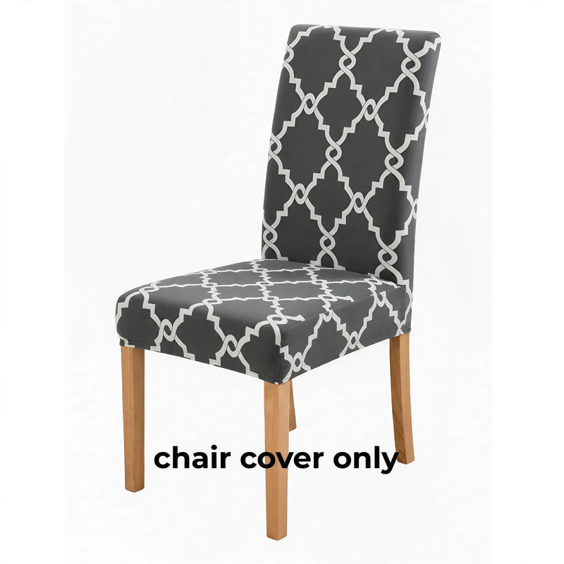 Anyseat Gray Chain Link Pattern Print Elastic Chair Cover – Plain Dining Slipcover & Home Décor