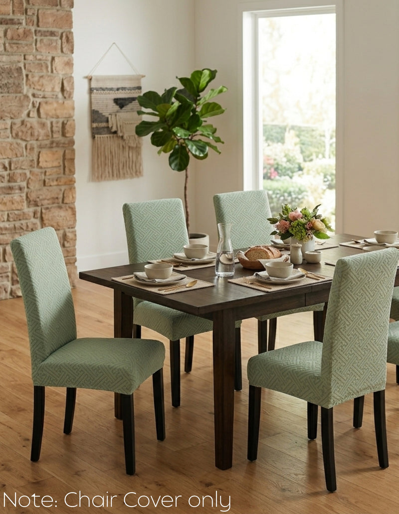 Anyseat Cypress Green Puzzle Design Chair Cover – Elastic Anti‑Dirt Design for Dining, Kitchen, Wedding, Hotel & Banquet Use