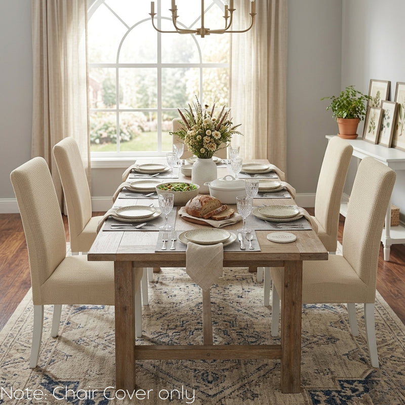 Anyseat Beige Corn Waterproof Chair Cover – Corn Kernel Pattern Stretch Slipcover for Dining Room